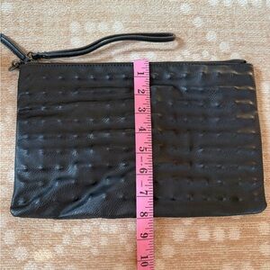 Elegant Black Faux Leather Wristlet Clutch
